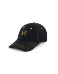 NAVY DENIM CAP WITH BLUE STRIPED BANDANA