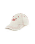 WHITE DENIM CAP WITH RED STRIPED BANDANA