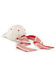 WHITE DENIM CAP WITH RED STRIPED BANDANA