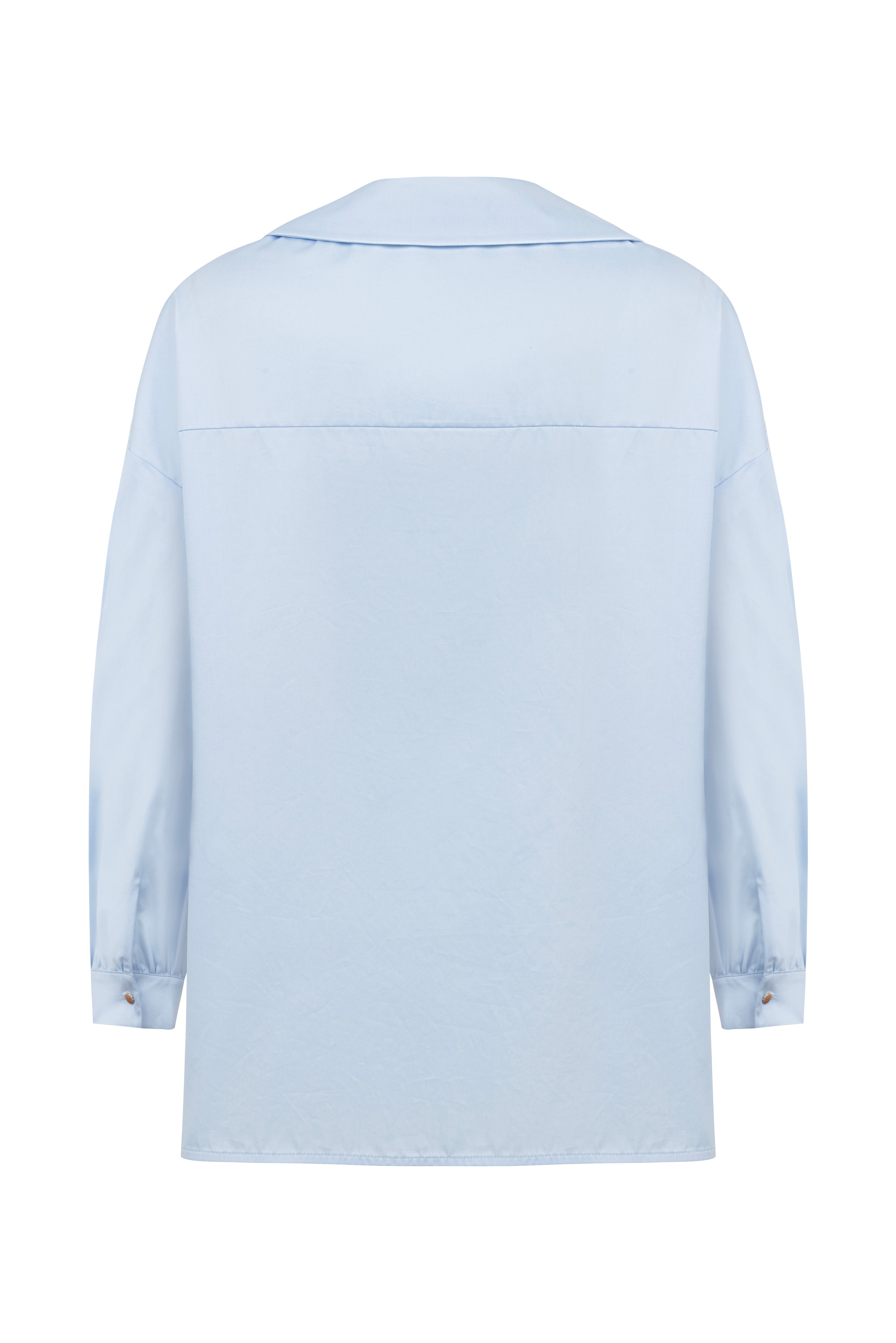 PETUNYA BLUE SHIRT WITH BEADED ZIP DETAIL