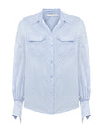 SATIN BLUE POLKA DOT FREZYA SHIRT