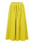OLIVE SKIRT WITH PLEATS AND ELASTICATED WAISTBAND