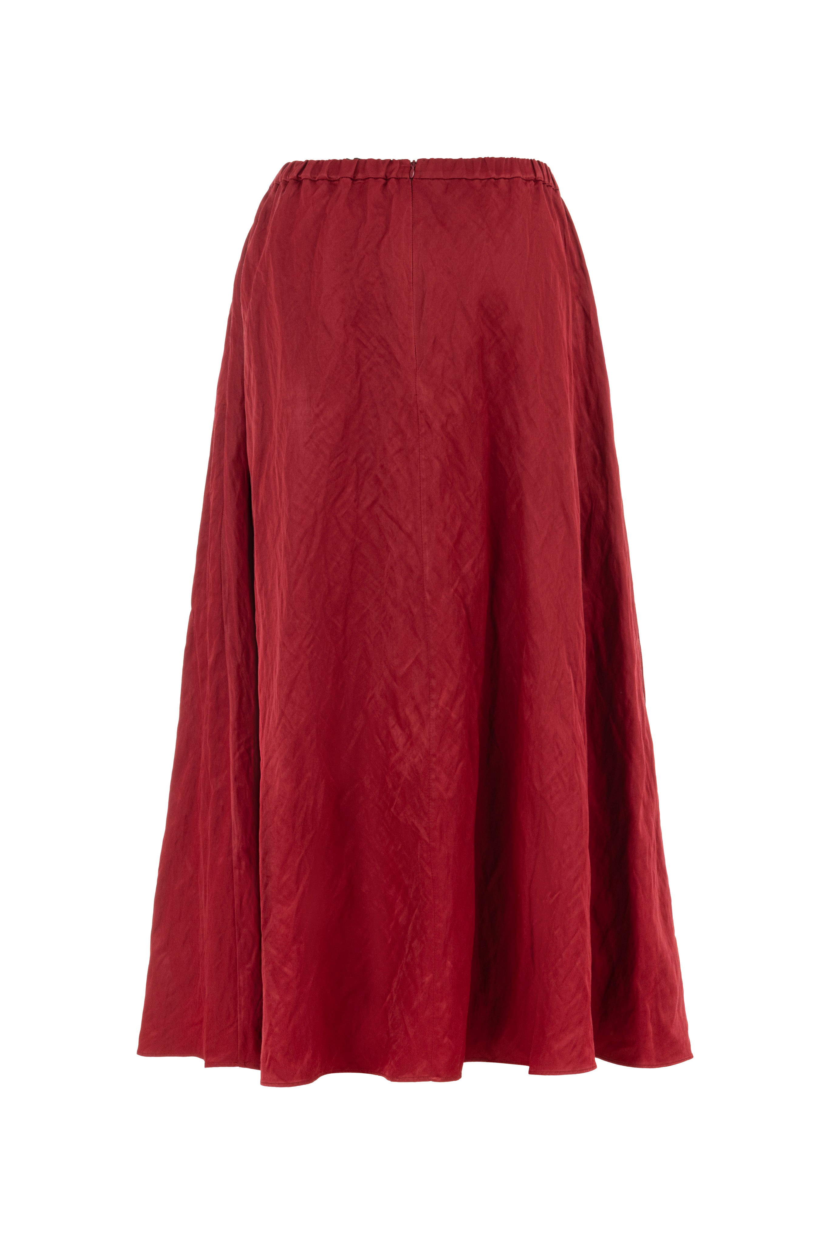 BURGUNDY SKIRT WITH PLEATS AND ELASTICATED WAISTBAND