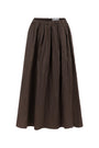 BROWN SKIRT WITH PLEATS AND ELASTICATED WAISTBAND