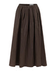 BROWN SKIRT WITH PLEATS AND ELASTICATED WAISTBAND