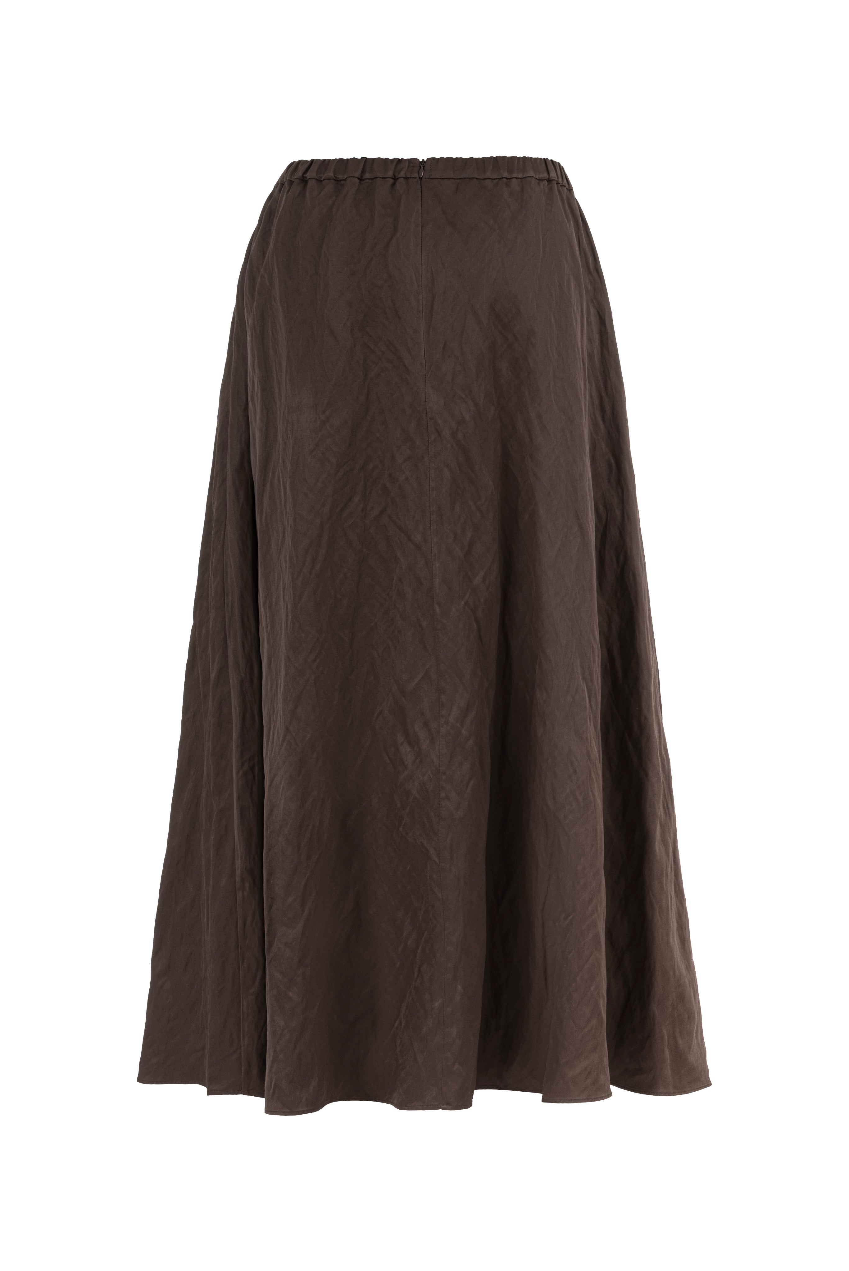 BROWN SKIRT WITH PLEATS AND ELASTICATED WAISTBAND