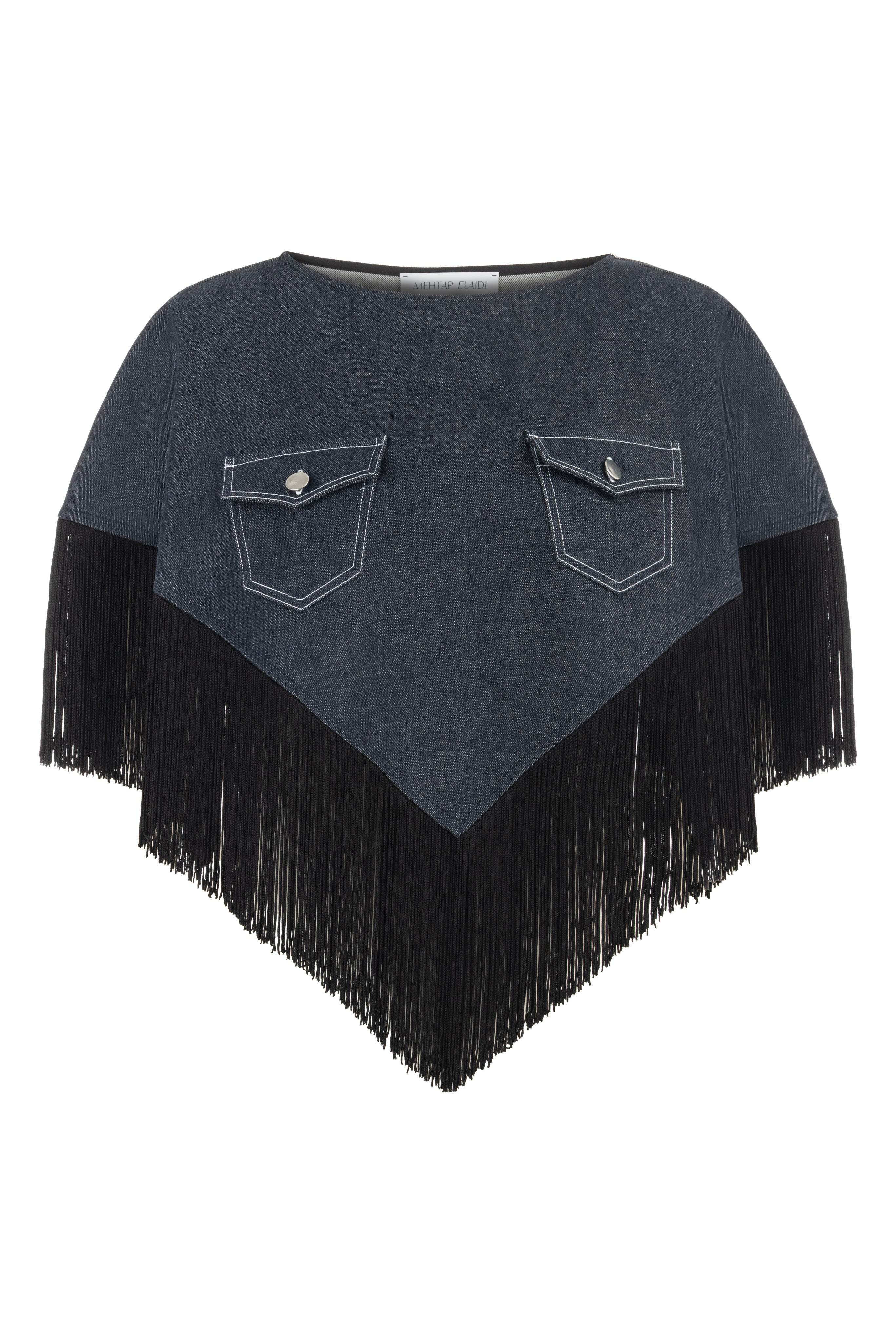 FRINGE-DETAILED DENIM SALKIM BLOUSE