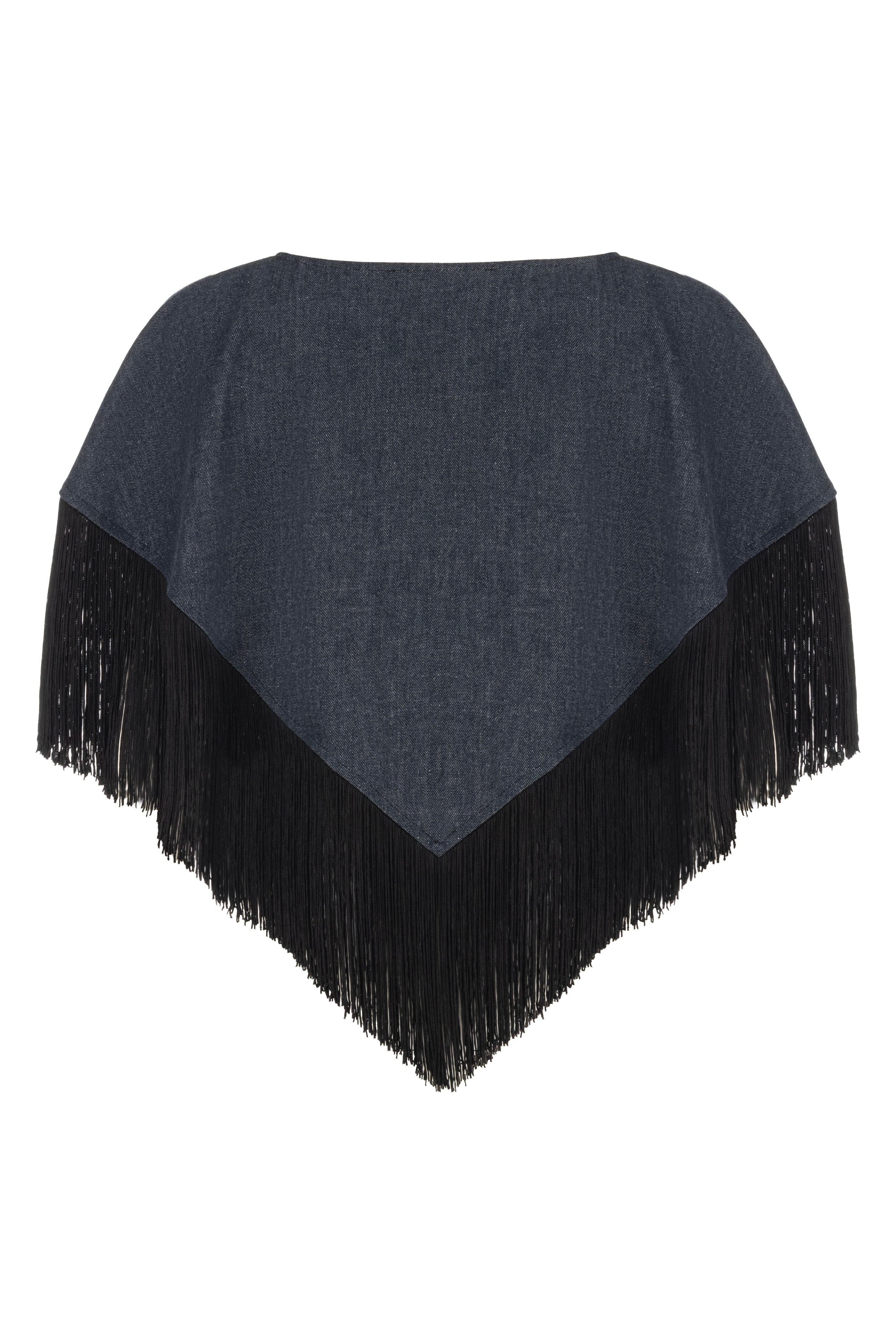 FRINGE-DETAILED DENIM SALKIM BLOUSE