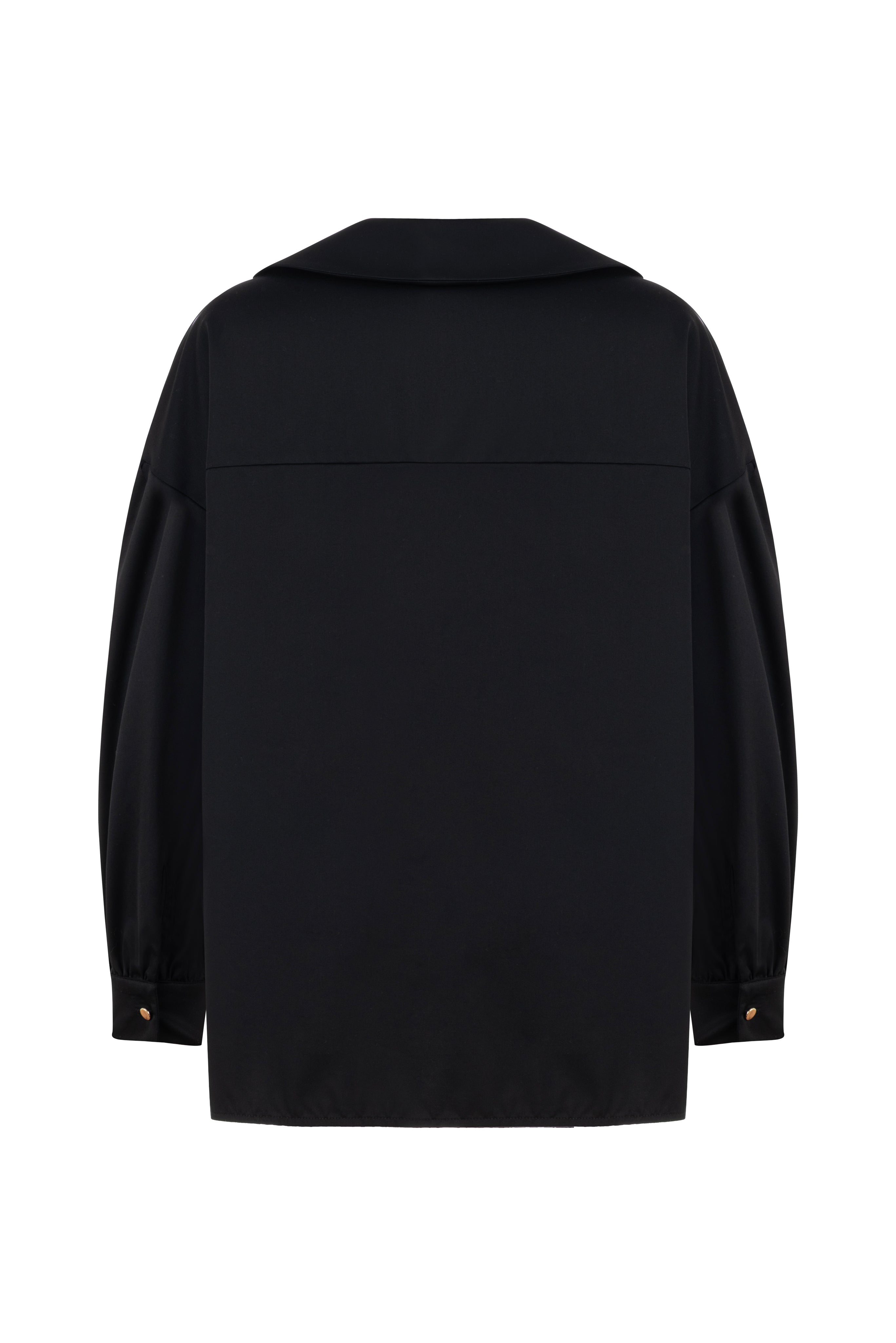 BLACK PETUNYA SHIRT WITH BEADED ZIP DETAIL