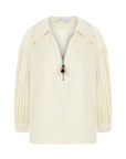 BUTTER YELLOW PETUNYA SHIRT WITH BEADED ZIP DETAIL