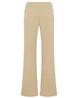BEIGE FLARED PANTS WITH TOPSTICHING