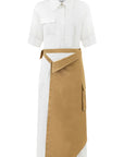 CAMEL TRENCH SKIRT DETAILED DRESS