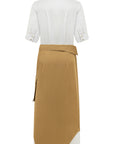 CAMEL TRENCH SKIRT DETAILED DRESS