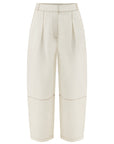 WHITE GABARDINE CONIC PANTS