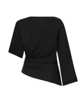 BLACK BEGONYA BLOUSE WITH SLIT SLEEVE DETAIL