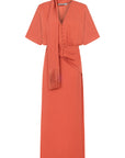 CORAL DRESS WITH SHAWL DETAIL