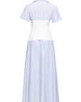 BLUE STRIPED CORSET SHIRTDRESS WITH ZIPPER DETAILS