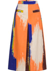 Brushstroke Printed Denim Skirt