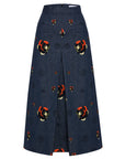 Rose Embroidered Denim Skirt
