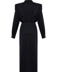 Ruffled Shirtdress with Wide Shoulders
