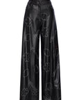 Embroidered Vegan Leather Pants