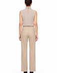 BEIGE STRIPED LALE BLOUSE WITH DRAPED NECKLINE