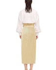 SCARF DETAILED BUTTER YELLOW SKIRT