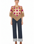 SOLEIL FLORAL EMBROIDERED SEQUIN CAPE
