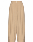CAMEL PLEATED WIDE LEG TROUSERS