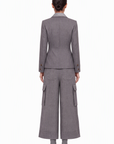 GREY GABARDINE CARGO PANTS