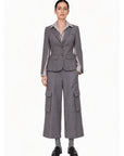 GREY GABARDINE CARGO PANTS