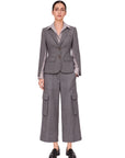 GREY GABARDINE CARGO PANTS