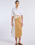 CAMEL TRENCH SKIRT DETAILED DRESS
