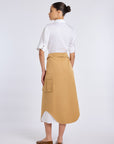 CAMEL TRENCH SKIRT DETAILED DRESS