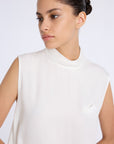 WHITE LALE BLOUSE WITH DRAPED NECKLINE