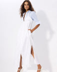 LAYERED MIDI SHIRTDRESS WITH BUTTON UP FASTENINGS
