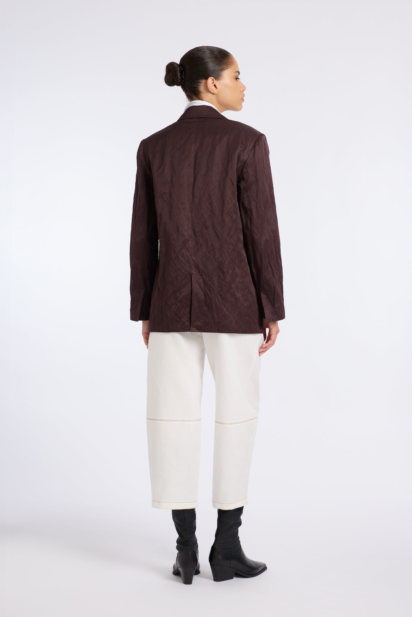 WRINKLED LOOKING BROWN SHINY JACKET