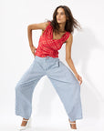 BLUE STRIPED ORIGAMI PANTS