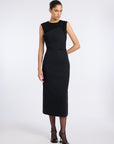 BLACK SLEEVELESS DRAPED DRESS