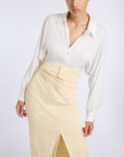 SCARF DETAILED BUTTER YELLOW SKIRT