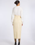 SCARF DETAILED BUTTER YELLOW SKIRT