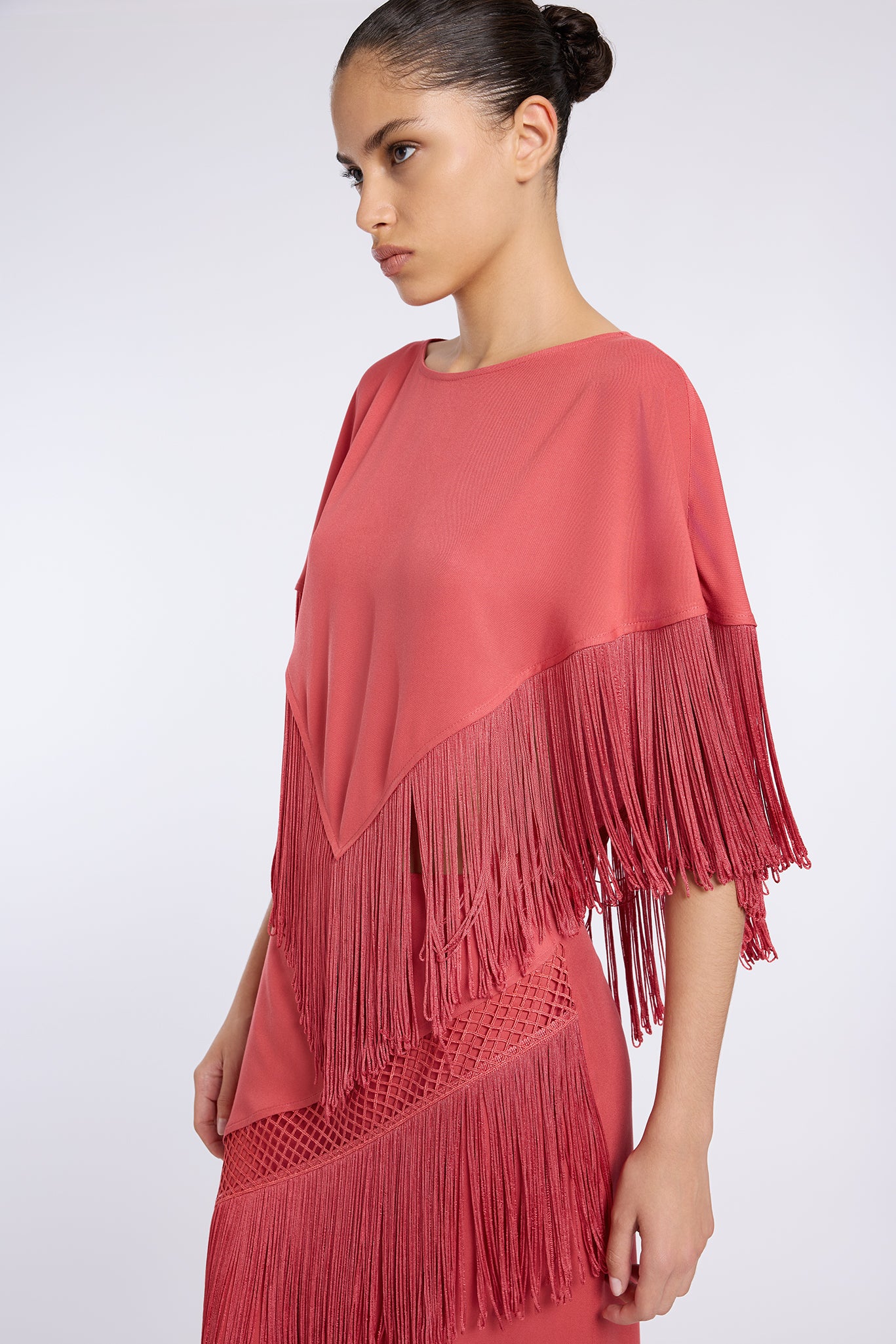 FRINGE-DETAILED DENIM SALKIM BLOUSE