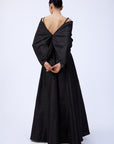DRAPED SHAWL SHANTUNG DRESS