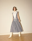 Plaid Dress with Bib and Bow