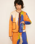Quilted Denim Jacket with Piping