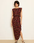 Rose Printed Draped Dress