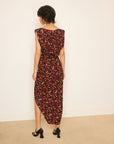 Rose Printed Draped Dress