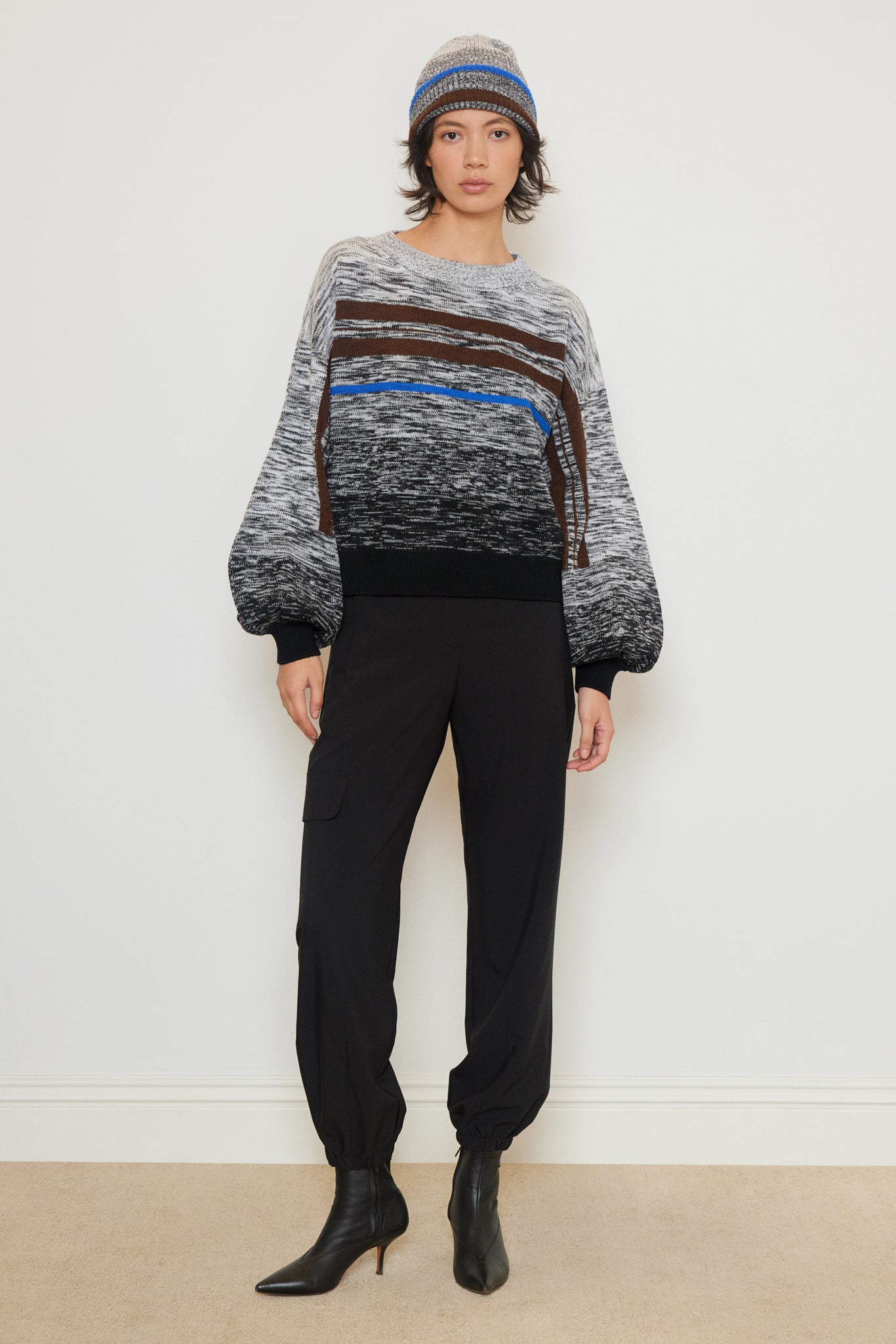MOHAIR STRIPED WOOL SWEATER – MEHTAP ELAIDI