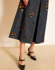 Rose Embroidered Denim Skirt