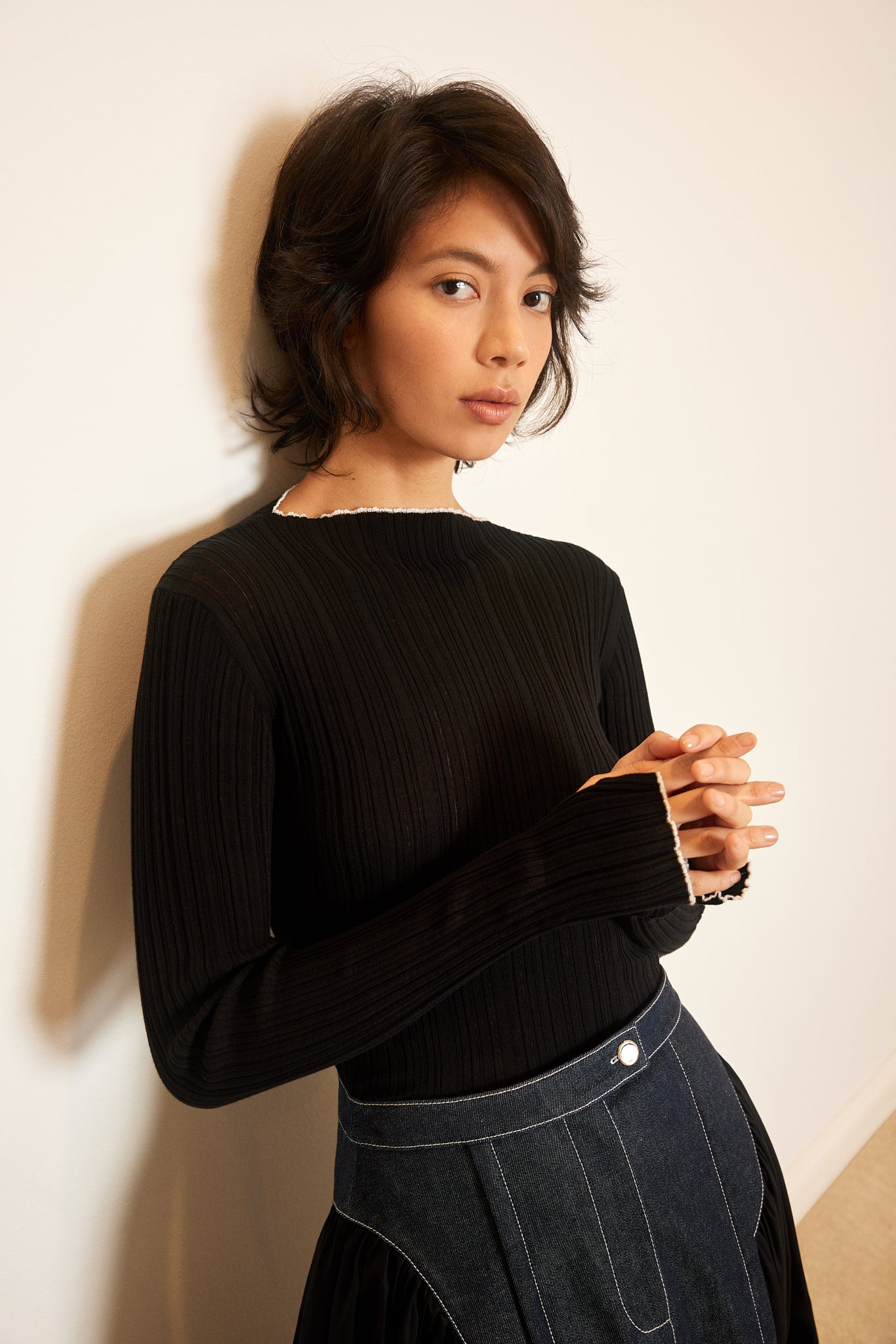 RIBBED KNIT WITH SLIT SLEEVES – MEHTAP ELAIDI